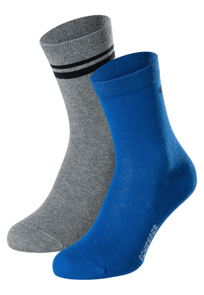 Herensokken, set van 2, grijs gemêleerd/blauw - Fashion 39/42