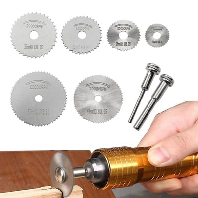 QTTVBTNA - 8-delige set HSS-cirkelzaagbladen - Elektrisch Gereedschap Accessoires - HSS-zaagbladen voor hout, kunststof en metaal - Zilver - 22/25/32/35/44/50mm - 6 maten