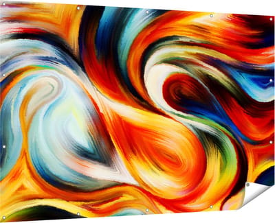 Gards Tuinposter Abstracte Kunst van Kleurrijke Verf - 180x120 cm - Tuindoek - Tuindecoratie - Wanddecoratie buiten - Tuinschilderij