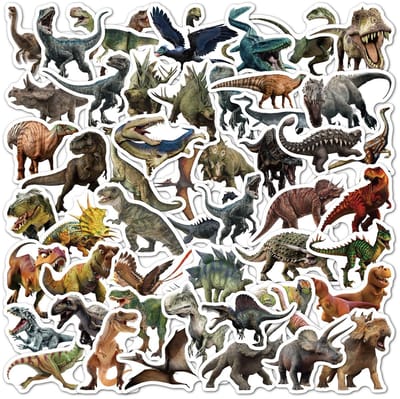 Go Go Gadget - 50 Stickers Mix Pack - Voor Fiets, Step, Laptop, Skateboard, Koffer, Helm, etc. - Bullet journal - Junk journal - Dino - Dinosaurus