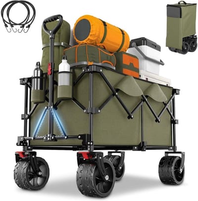 DailySupplies® Bolderkar Opvouwbaar Luchtbanden - Strandwagen - Bolderwagen - Groen