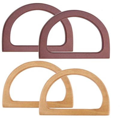 Dailygoods- Tas Handvatten 4 Stuks - Houten Handvatten - DIY Tas Maken - Semi-Cirkel Vorm - Natuurlijk Materiaal - 12x8.5cm - Handtas