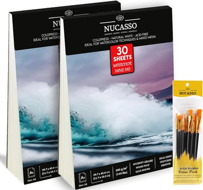 Waterverf papier blok - 2 stuks - A3 - 300 g/m2 - Koud geperst - 30 vellen