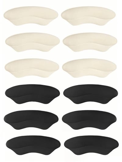 12 stuks hielkussens voor te grote schoenen, hielbescherming, hielhouder van zacht schuim, hielkussen, schoeninlegzolen tegen blaren en wrijving, voor hoge hakken, sneakers, zwart en beige
