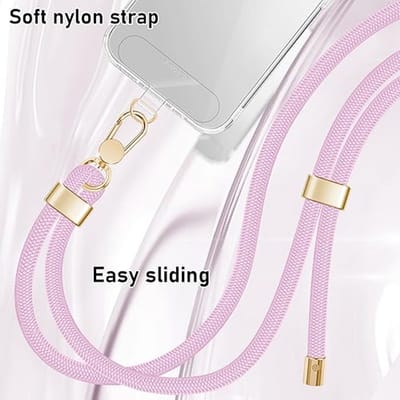 Universeel Telefoonkoord – Verstelbare Nylon Lanyard voor Smartphone – Crossbody / Neck Strap – Geschikt voor Alle Hoesjes – Baby Roze/Licht Roze