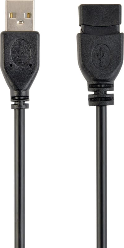 USB-A verlengkabel | volledig bedekte aansluiting | USB2.0 | 10W | zwart | 0,15 meter
