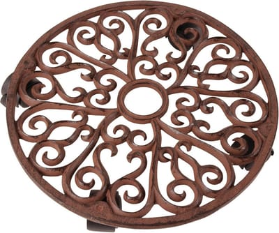 Plantentrolley Gietijzer - Plantenwagen Rond - Planten Verplaatsen - XL Formaat - 35 cm Diameter - Zwart