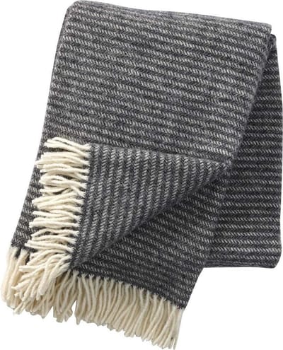 Klippan Ralph - Dark Grey - Plaid - Woondeken - Eco Lamswol -  Donkergrijs Wolwit = 200cm x 130cm