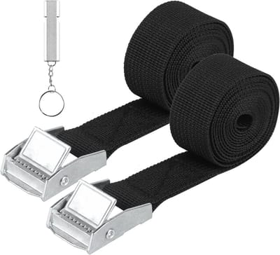 Set van 2 Zwarte Spanbanden met Ratel voor Bevestigen Fiets, Motor en Bagage 25mm x 5m
