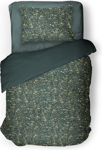 Eleganzzz Dekbedovertrek Foil Velvet - Green - Dekbedovertrek 140x200/220cm - 100% Velvet - Eenpersoons dekbedovertrekken - Dekbedovertrek met Goud