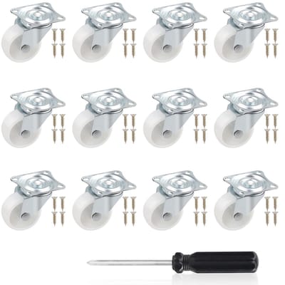 Dailygoods- Meubelwielen 360° Draaibaar - Set van 12 - Hoogte 50 mm - Diameter 38 mm - Belastbaarheid 20 kg per wiel - Schokabsorberend Materiaal - Transportwielen