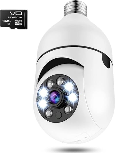 Beveiligingscamera Lamp - IP Camera Pan Tilt - Huis Beveiligen - 360 Graden Bewegingsdetectie - 1080P FHD - Wit