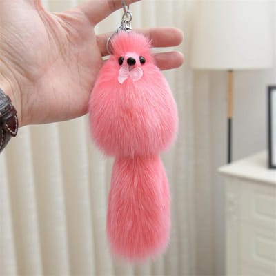 Schattige Vos Haar Kleine Vos Auto Sleutelhanger Licht Luxe Hanger Pluche Bont Vormig Schattige Pop Tas Hangende Decoratie Cadeau pink
