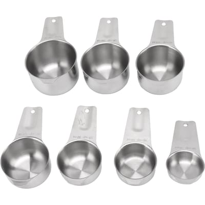 7-delige Maatbekers Set Roestvrij Staal Stapelbaar Multifunctioneel Metaal Nestelende Maatbekers Set L(for 6.5-9kg) white