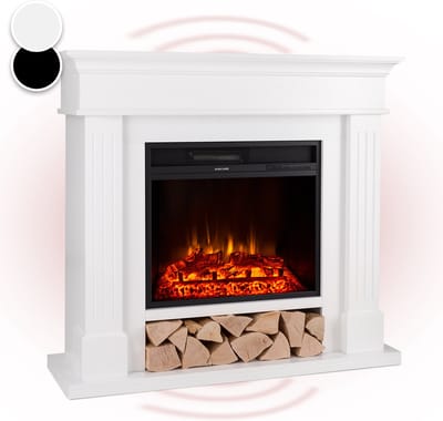 Klarstein Las Pilas Elektrische Haard - Elektrische Haard - 900/1800 W - Wifi - App Bediening - Inschakelbare Verwarming - 2 Standen - 9 Helderheidsniveaus - 18-30 °C - Thermostaat - Weektimer - Afstandsbediening - Oververhittingsbescherming - Wit