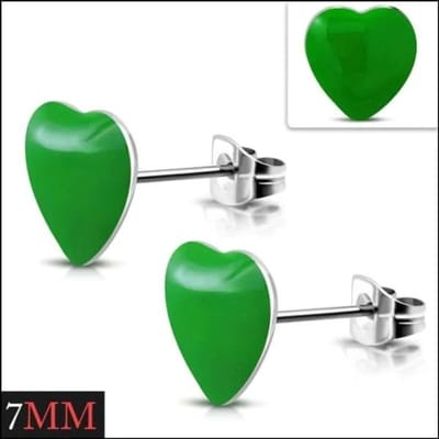 Aramat Jewels | Oorbellen | Vrolijke Acryl Oorbellen met Hartje | 7mm / Groen | |8mm | Staal | Kinderen, Volwassenen | Verkleurd niet