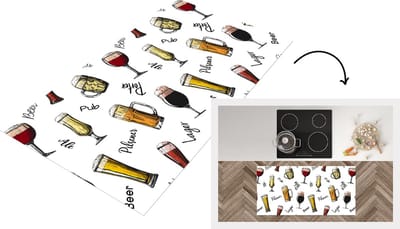 Keukenloper - Loper keuken - Bier - Glazen - Patroon - 120x60 cm - Keukenloper vinyl