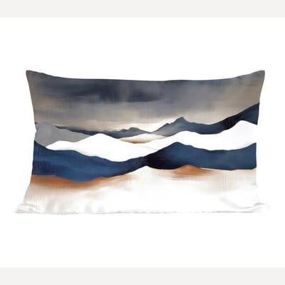 Sierkussens - Kussentjes Woonkamer - 50x30 cm - Bergen - Donkerblauw - Landschap