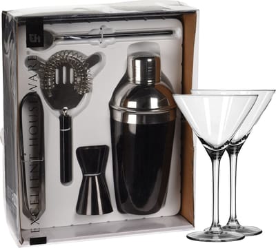 Excellent Houseware cocktails maken set 5-delig met 6x Martini glazen 260 ML