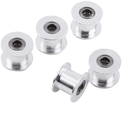 MTTproducts- Spanrol 10 mm breed - 5 stuks - Aluminiumlegering - Glad zonder tanden - 3D-printeraccessoire - Buitendiameter 18 mm - Katrol