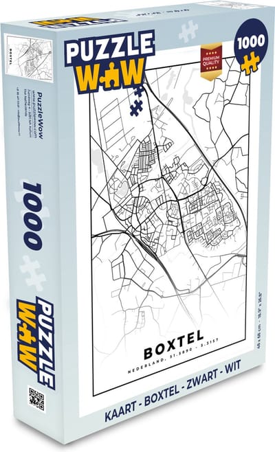 Puzzel Kaart - Boxtel - Zwart - Wit - Legpuzzel - Puzzel 1000 stukjes volwassenen