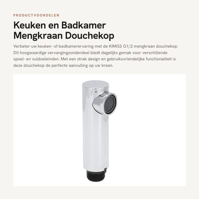 Dailygoods- Keukenkraan Vervangingskop - Opvouwbare Keukenkraan - Geschikt voor Badkamer - ABS Materiaal - Eenvoudige Installatie - Standaard G1/2 Aansluiting - Kraan