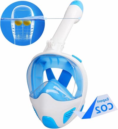 - Volgelaats snorkelmasker met CO2 veilig ademen en 180 graden gezichtsveld - anti-condens en anti-lek - met actiecamerahouder - voor volwassenen en kinderen Snorkelmasker