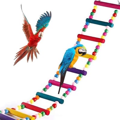 Houten Vogelspeeltje en Klimladder voor Papegaaien en Parkieten