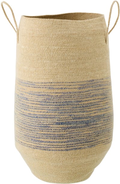 J-Line mand Met Handvat Gestreept - zeegras - naturel/blauw