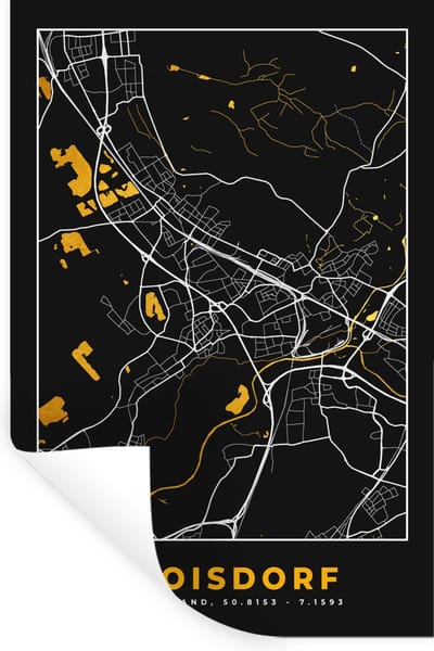 Muurstickers - Sticker Folie - Stadskaart – Plattegrond – Duitsland – Goud – Troisdorf – Kaart - 20x30 cm - Plakfolie - Muurstickers Kinderkamer - Zelfklevend Behang - Zelfklevend behangpapier - Stickerfolie