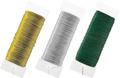 Knutseldraad in Goud, Zilver en Groen - 3 Rollen Bloemendraad voor Decoratie en Handwerk