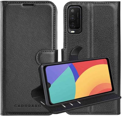 Cadorabo Hoesje geschikt voor Alcatel 1S 2021 / 3L 2021 in PHANTOM ZWART - Beschermhoes met magnetische sluiting, standfunctie en kaartvakje Book Case Cover Etui