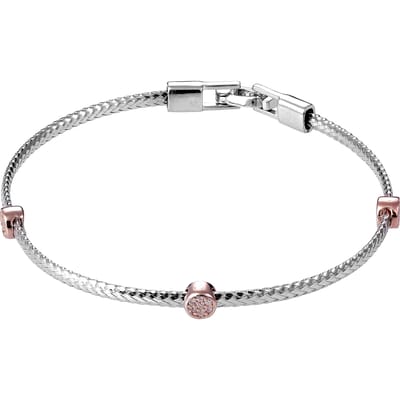 Orphelia Dames 925 Sterling Zilveren Armband - Zilver/Roze ZA-7415