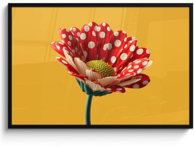Poster in lijst - Fotolijst 120x80 cm - Posters - Bloem - Rood - Stippen - Posterlijst zwart - Decoratie - Wanddecoratie woonkamer - Muurdecoratie slaapkamer