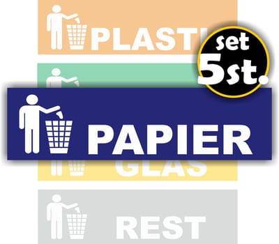 Jerma - Recycling - Kliko - Sticker – 5 stuks – 20 x 5.5 cm – Vinyl – Weerbestendig - Zelfklevend
