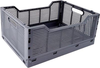 Opvouwbare kist, maat L, 40 x 30 x 17 cm, stapelbaar, grijs