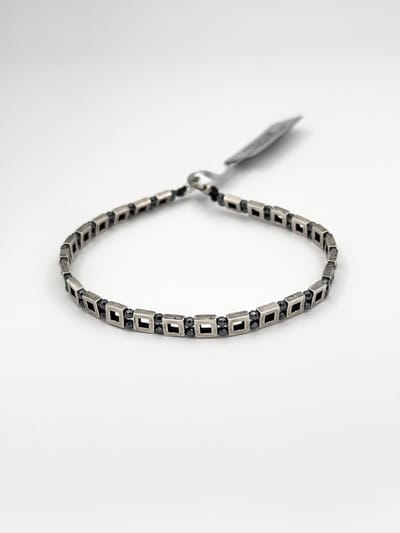 Spadarella Gioielli - SPBR586 - Armband - 925 Zilver - 5 mm - Donkergrijs hematiet - Unisex -Dames - Heren - 19,5 Cm