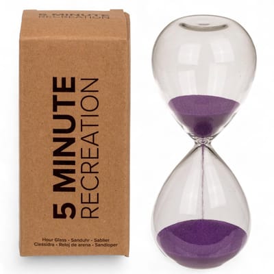 Dailygoods- Zandloper 5 Minuten - Decoratieve Timer - Ontspanning - Kantoor/Woonkamer - Cadeau - 12,5 cm
