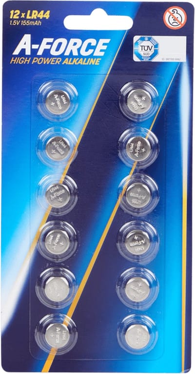 12 X | Knoopcelbatterijen LR44 | A-Force Knoopcel Batterijen Voordeel verpakking | Universeel | AG 13 | 1.5V 120 mAh|