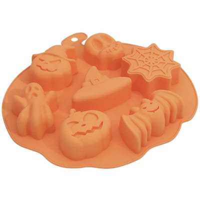 6 Holte Halloween Pompoen Siliconen Cakevorm voor Chocolade Mousse IJs Gelei Pudding Dessert Bakvorm Pan Decoratie Gereedschap orange