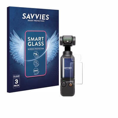 3 Stuks Savvies Screenprotector - geschikt voor DJI Osmo Pocket 3 (Display + Lens) - beschermfolie glas transparant