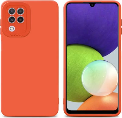 Cadorabo Hoesje geschikt voor Samsung Galaxy A22 4G in FLUID ORANJE - Beschermhoes gemaakt van flexibel TPU silicone Cover Fluid Case