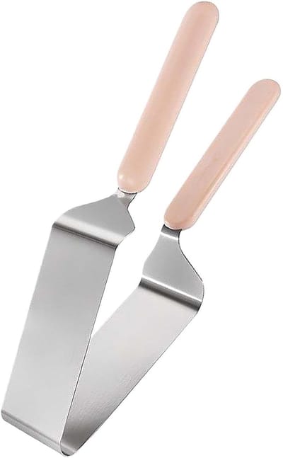 Taartsnijder - Taartscheppen - Cake Slicer 2 in 1 - Verstelbare Taartschep - Driehoekige taartsnijder - RVS - 27*5*5 cm - Zilver, Roze - Voor Taarten en Desserts - Bakgereedschap - Cake Snijder