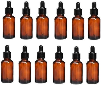 Dailygoods- Essentiële Olie Fles - 12 Stuks - 20 ml - Amber Glas - Druppelflesje met Pipet - Lekvrij - UV-bescherming - Druppelfles