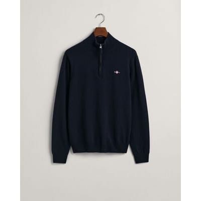 Gant Halfzip Wol Trui Logo Navy - Maat XL - Heren - Schipperstrui