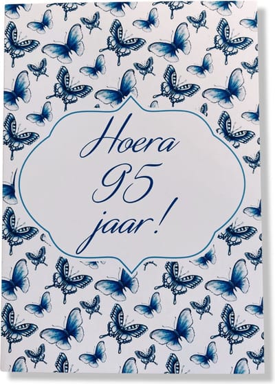 Hoera 95 Jaar! Luxe verjaardagskaart - 12x17cm - Gevouwen Wenskaart inclusief envelop - Leeftijdkaart