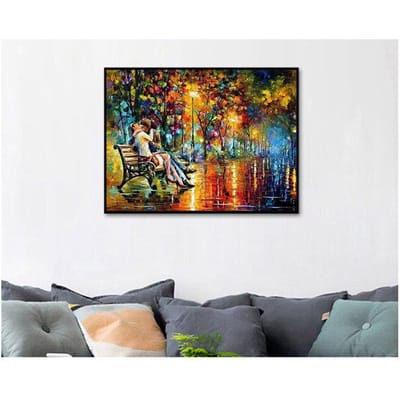 Kruissteek straatlandschap borduurwerk stad landschap Kits wit canvas Home Decor 20X30CM black