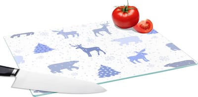 Glazen Snijplank - 39x28 - Hert - Patroon - Sneeuw - Snijplanken Glas