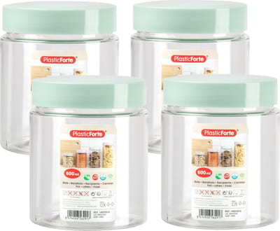 PlasticForte Voorraadpot/bewaarpot - 4x - 600 ml - kunststof - mint groen - B10 x H12 cm