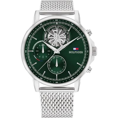 Tommy Hilfiger TH1710608 STEWART Heren Horloge - Mineraalglas - Staal - Zilverkleurig - 44 mm breed - Quartz - Druksluiting - 5 ATM (douchen)